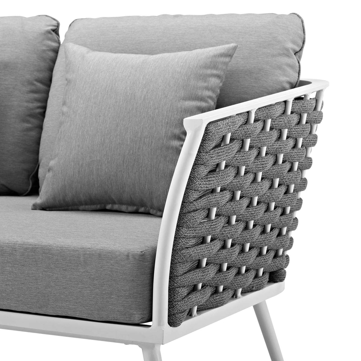White Grey Aluminum Outdoor Loveseat Sofa D21578