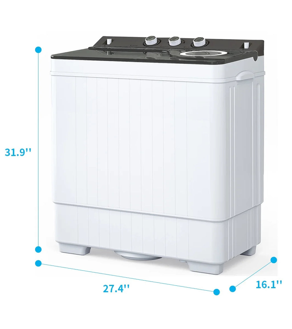 Semi-automatic Twin Tub Washing Machine, 26Lbs, White & Grey D201