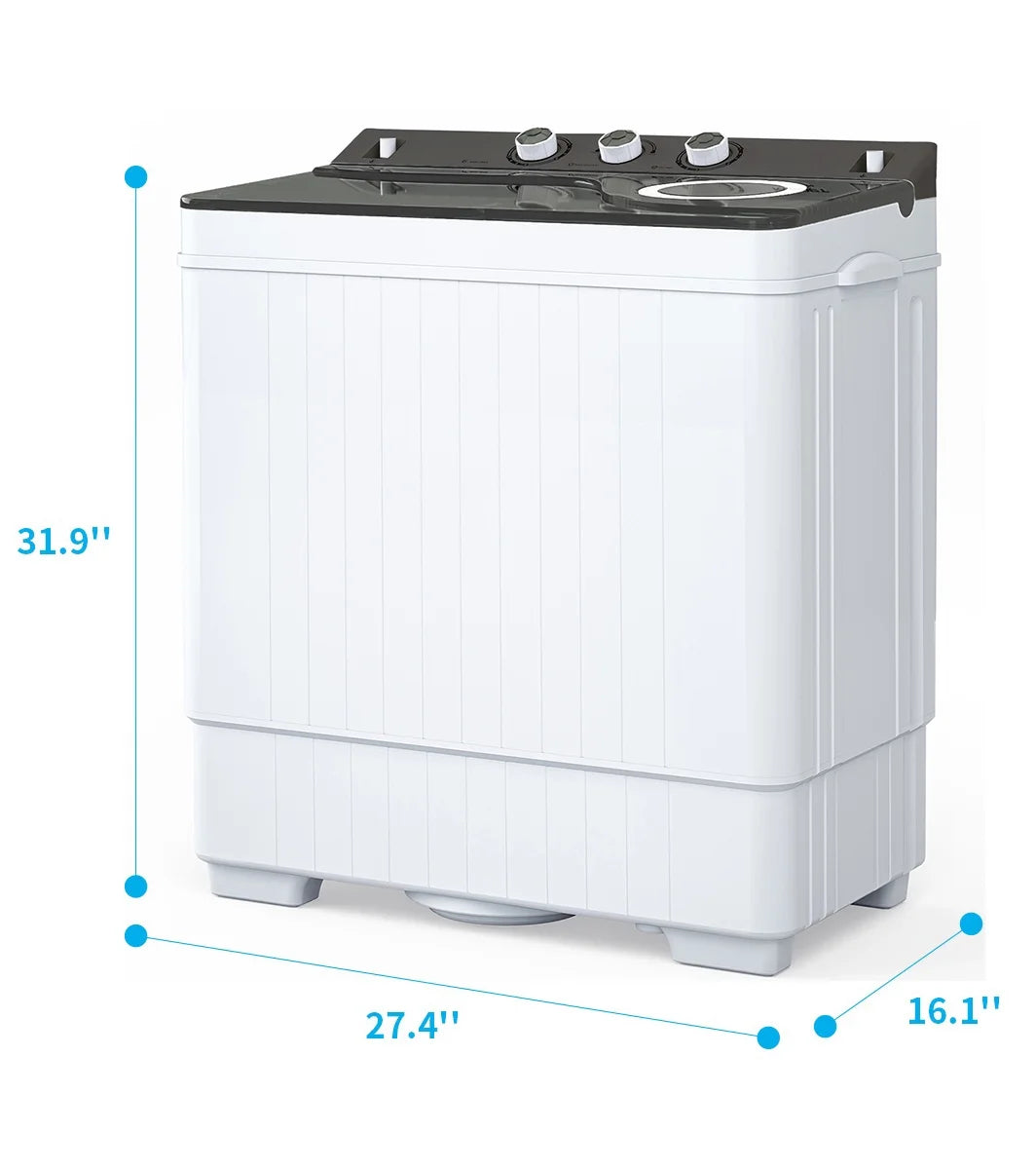 Semi-automatic Twin Tub Washing Machine, 26Lbs, White & Grey D201
