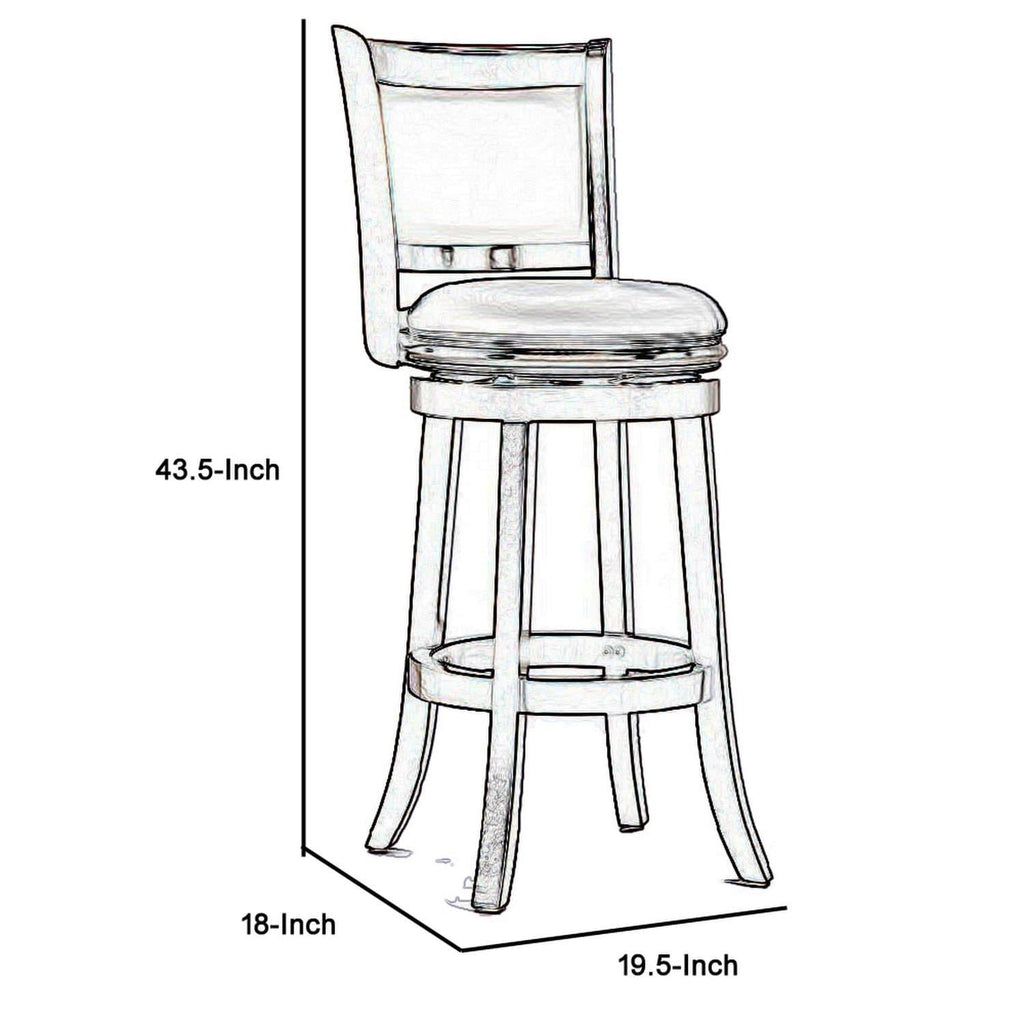 Dark Brown Wooden Swivel Barstool with Padded Seat W49246