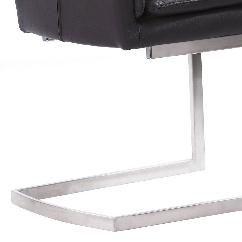 Grey Faux Leather Dining Chair with Brushed Stainless Steel Finish - Set of 2 C398