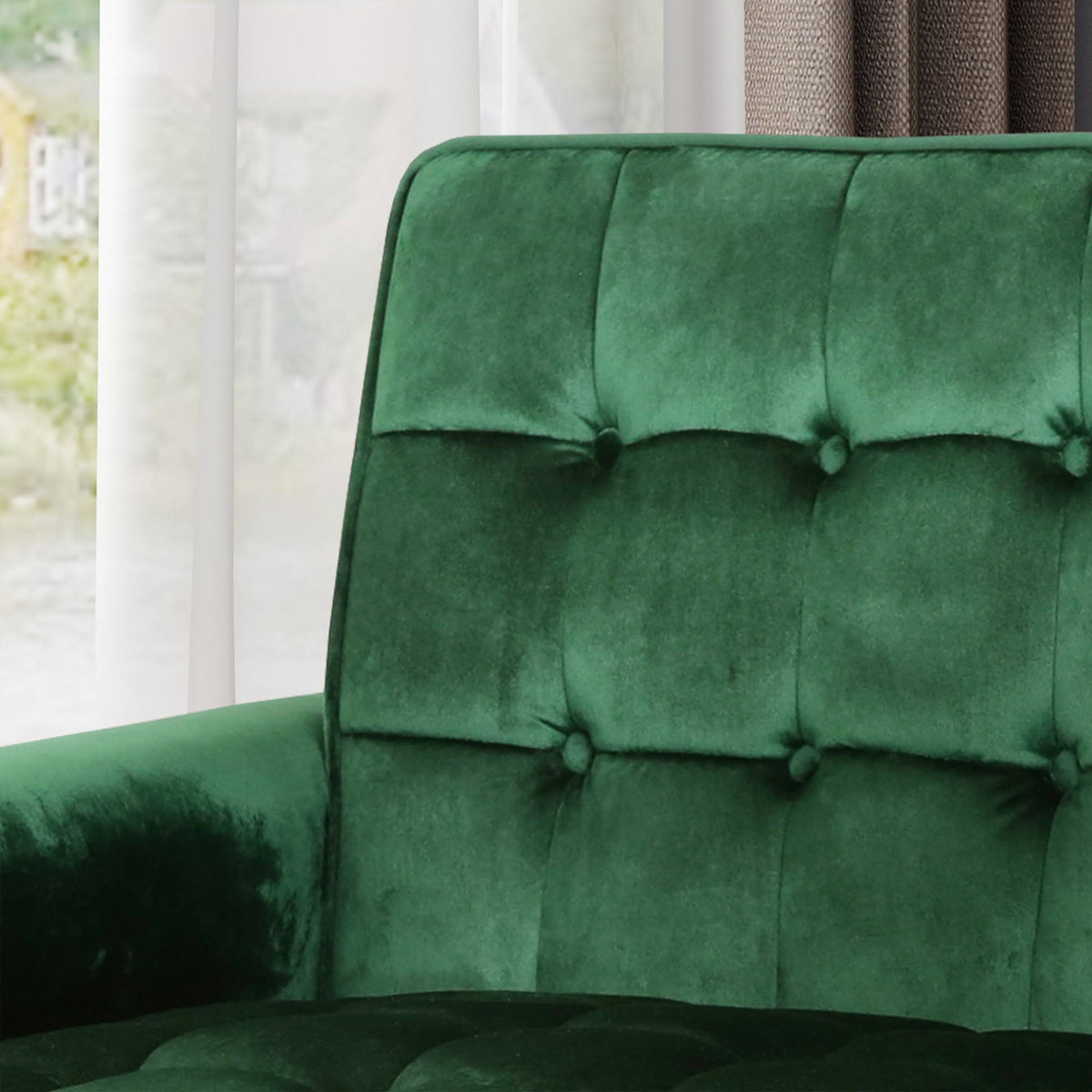 Emerald Velvet Button-Tufted Armchair L4792