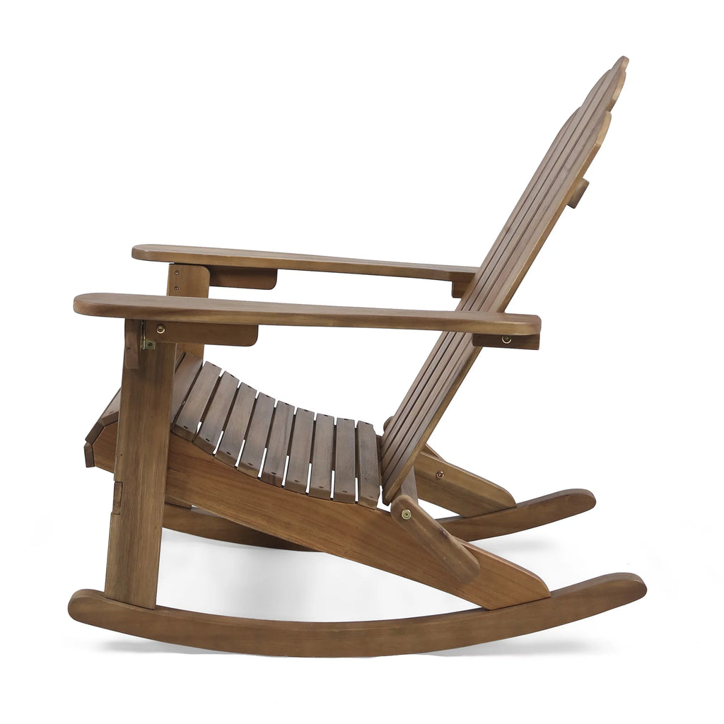 Dark Brown Acacia Wood Adirondack Rocking Chair H204