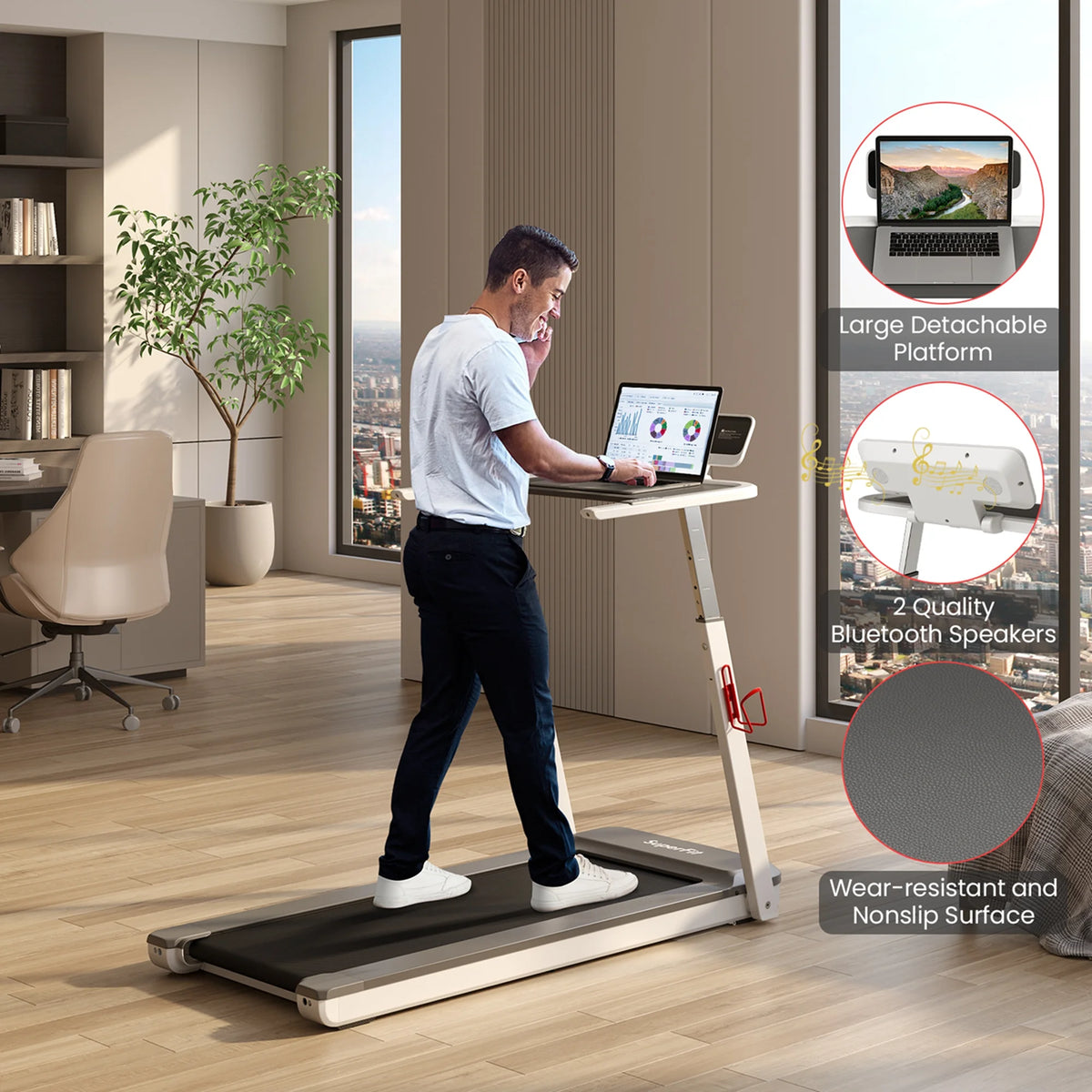 Folding Treadmill Adjustable Height Black Y908
