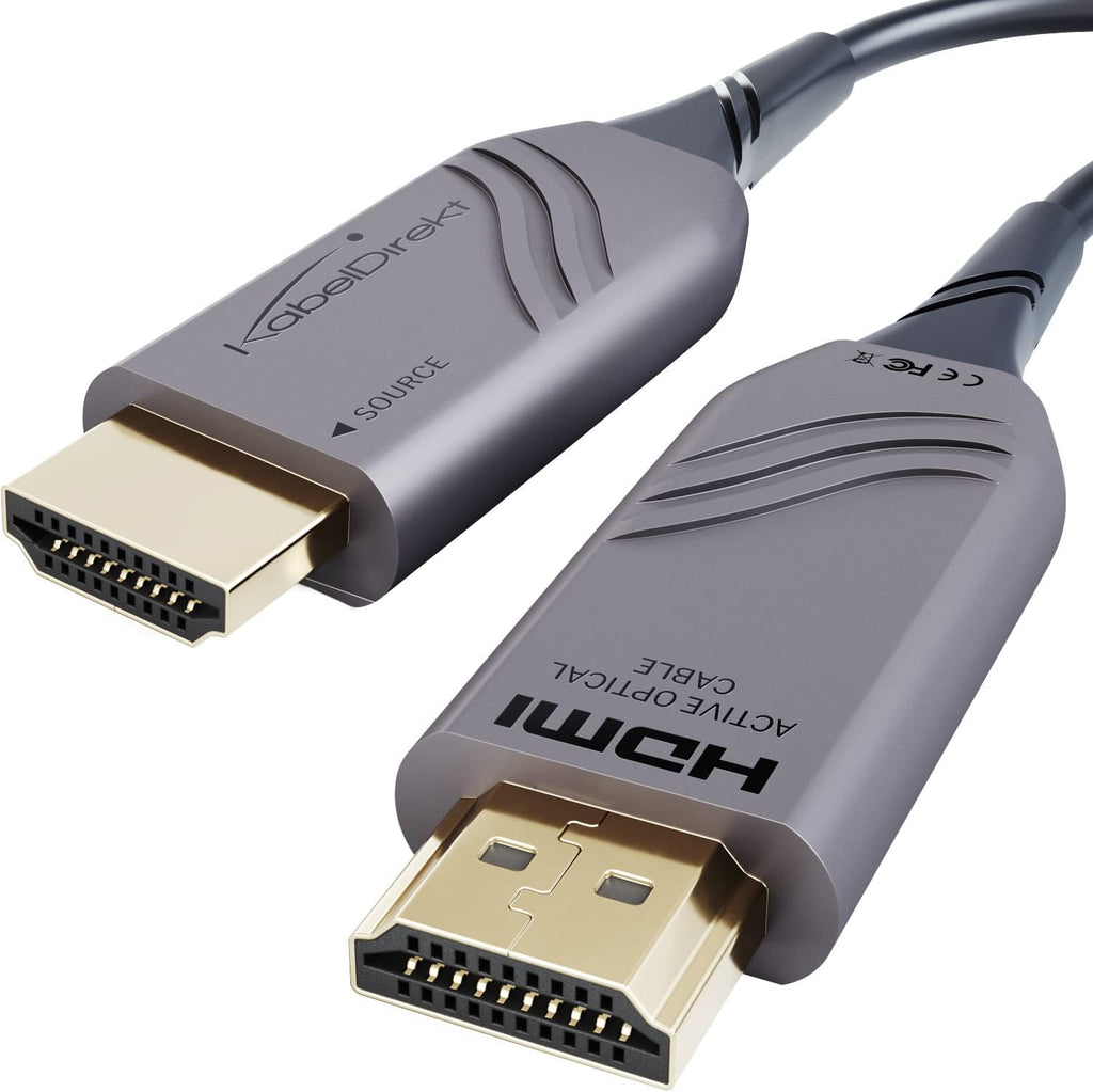 30ft 8K HDMI 2.1 Optical Ultra High Speed HDMI Cable, Gray/Black, Pack of 2 L396