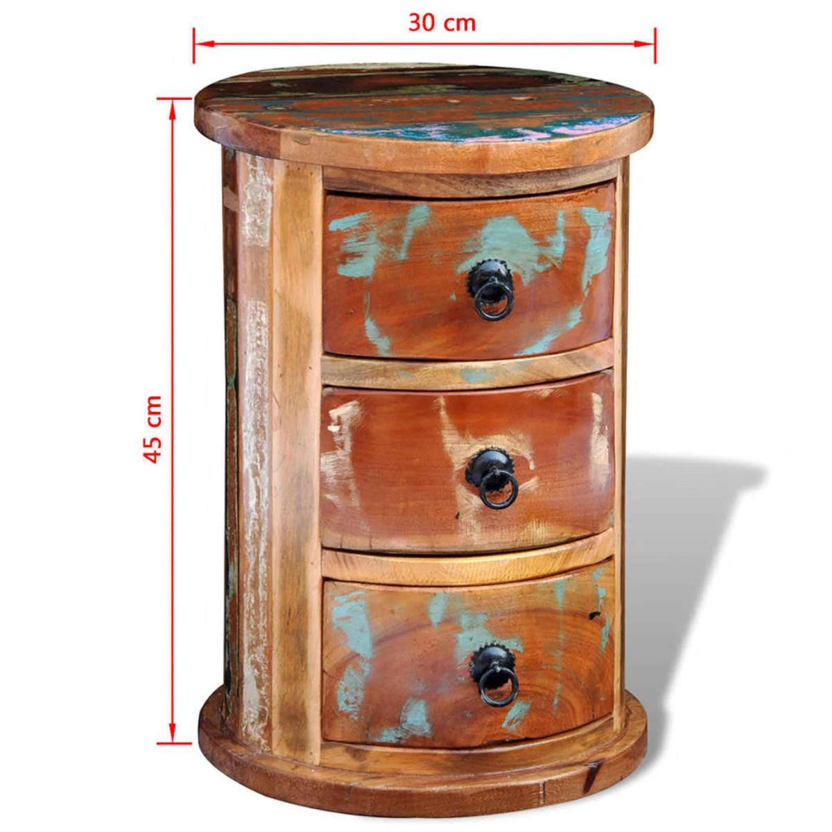 Reclaimed Solid Wood Cabinet with 3 Drawers Q620