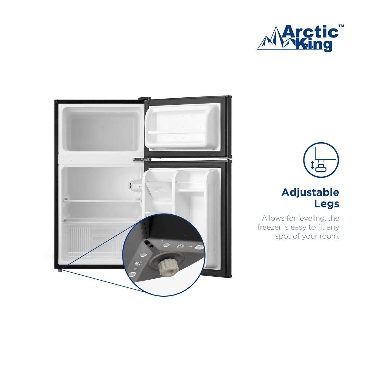 Black 3.2 Cu ft Two Door Mini Fridge with Freezer Y627