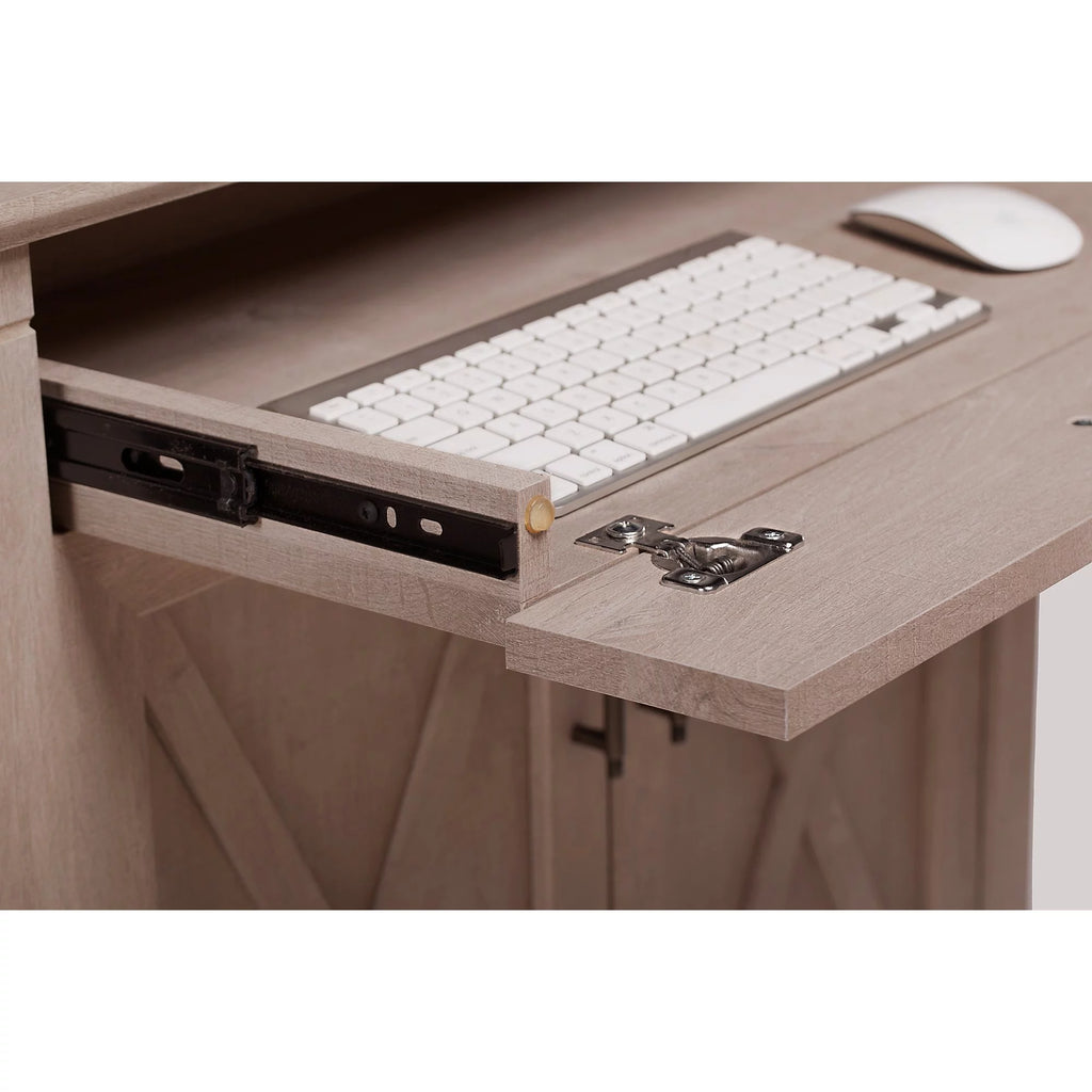 Washed Gray Secretary Desk with Storage D970496