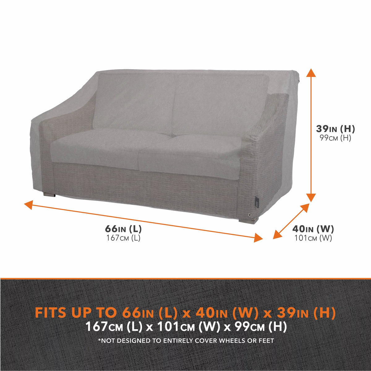 Patio Loveseat Cover, Waterproof, 66"L x 40"W x 39"H, 2-Pack, Granite Gray U4627