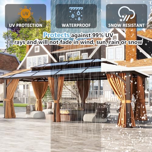 12'x16' Hardtop Aluminum Gazebo with Curtains and Netting S45001