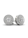 1/4ct TW Diamond Sterling Silver Double Halo Stud Earrings Y280