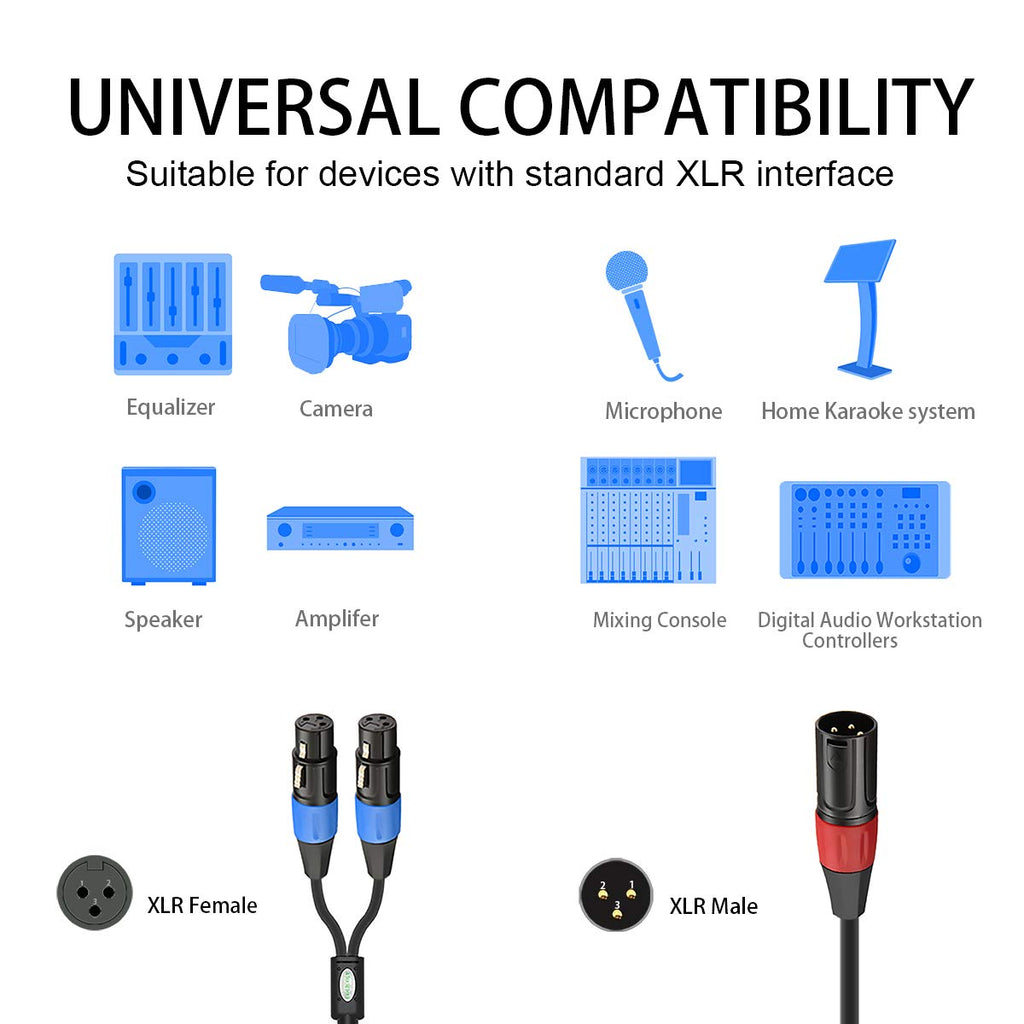 XLR Y-Cable 2 Female to 1 Male 1.6ft B616