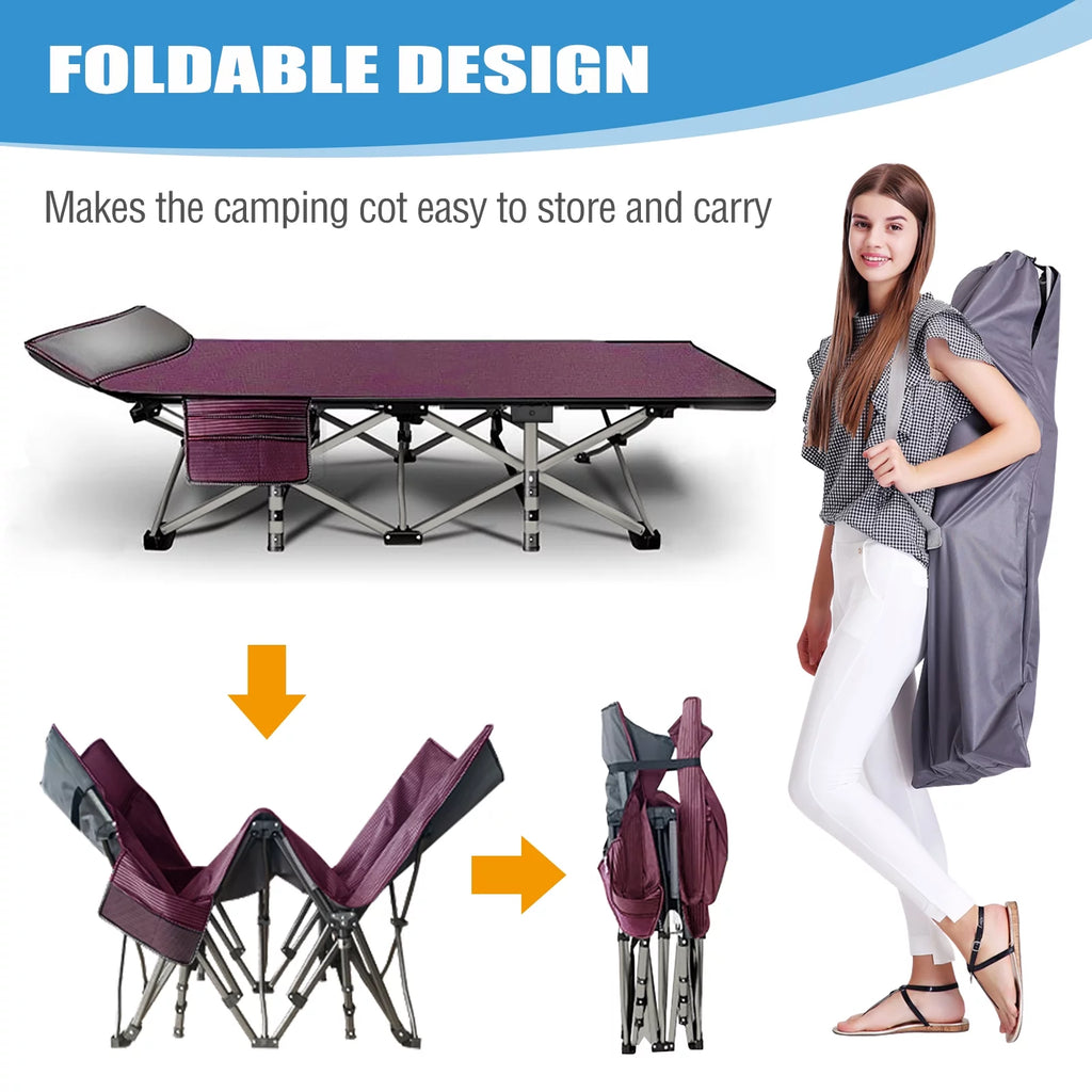 Folding Camping Cot with Cotton Pad & Carry Bag Z9547