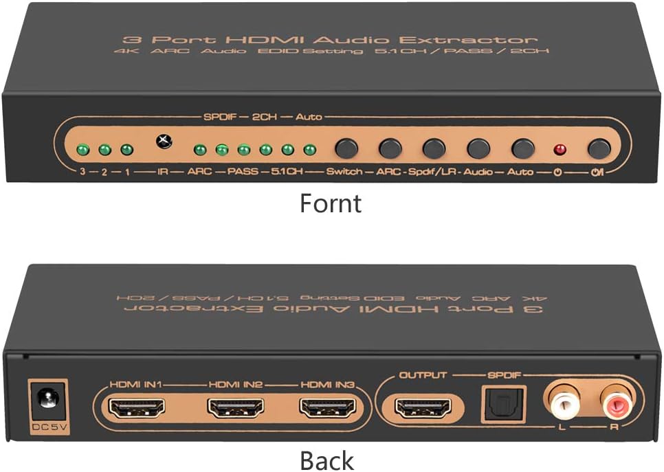 3 Port HDMI Audio Extractor Splitter with Remote A376414