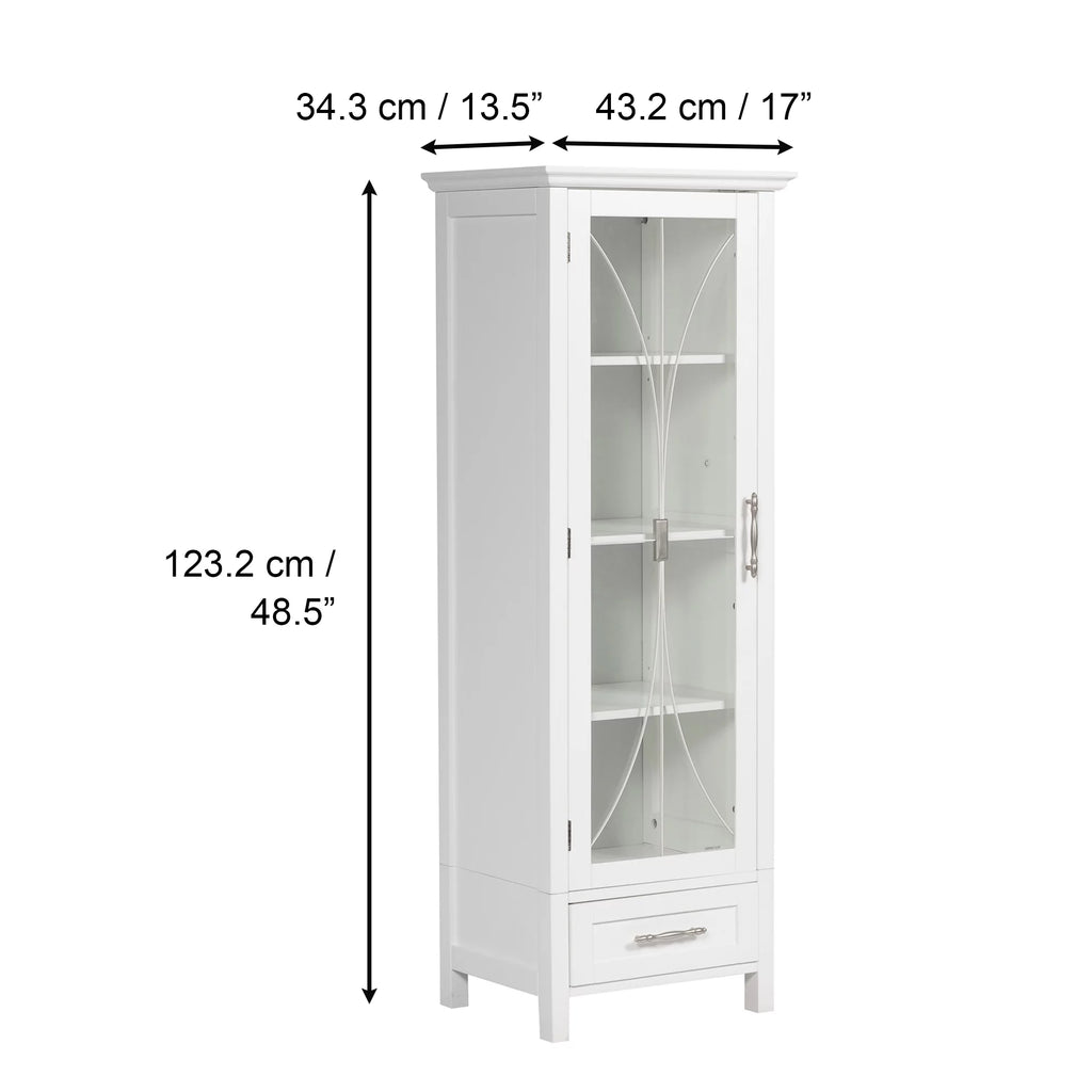 White Wooden Linen Cabinet with Drawer E286108