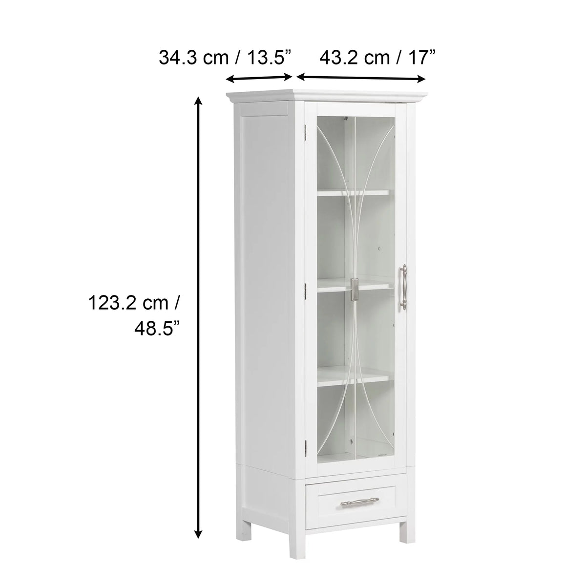 White Wooden Linen Cabinet with Drawer E286108