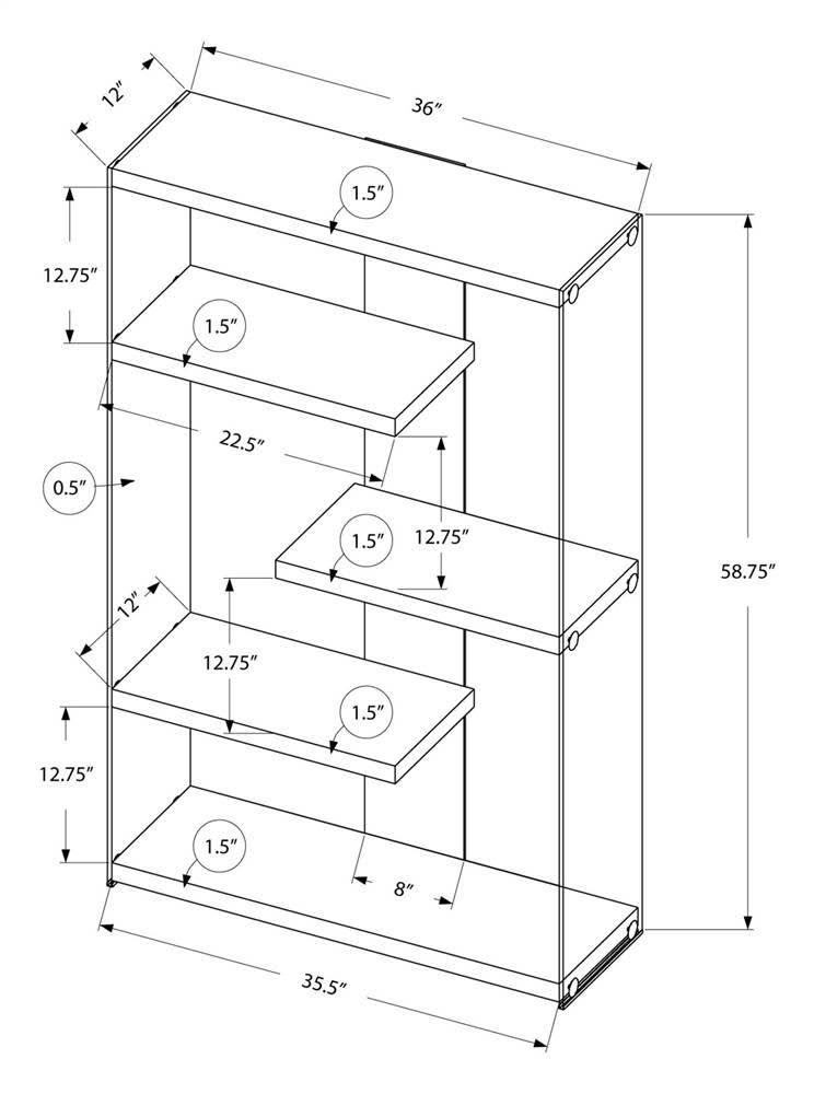 Tempered Glass Bookcase Glossy White D6941