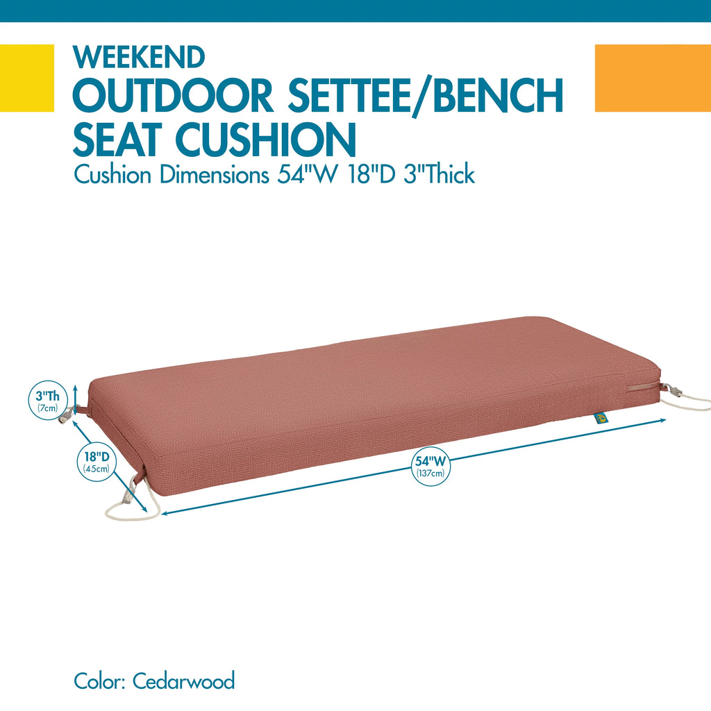 Water-Resistant Outdoor Bench Cushion, 54 x 18 x 3 inch Z697