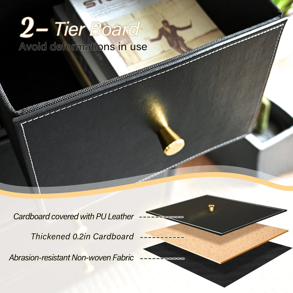 Black 9 Drawer Fabric Dresser with PU Leather Top M551710