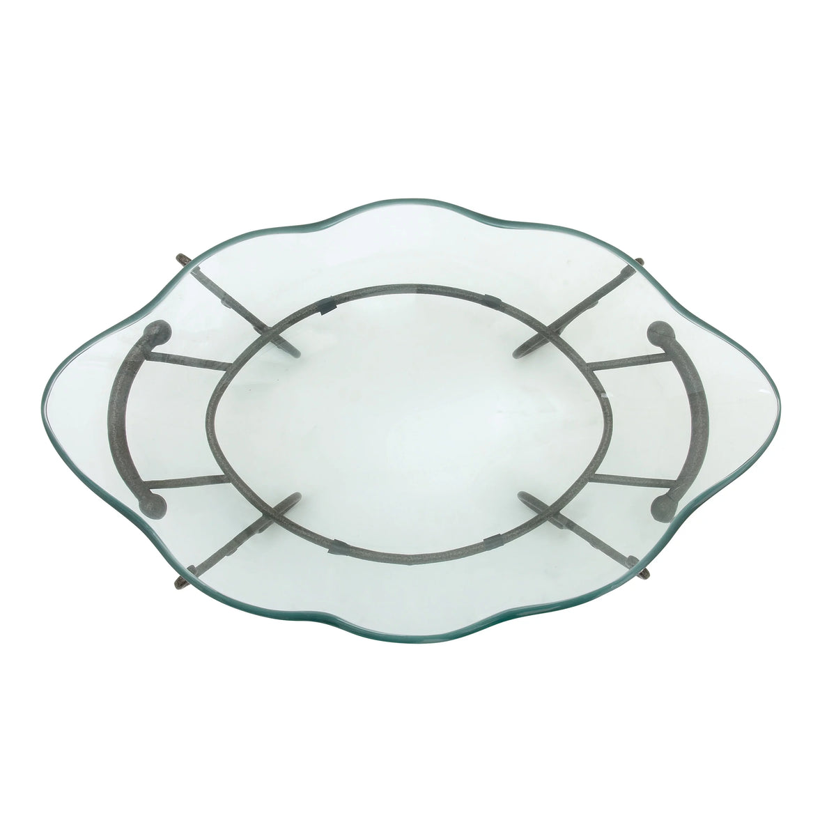 Clear Tempered Glass Serving Bowl with Metal Base C127427