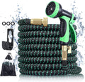 Expandable Garden Hose 100ft Heavy Duty Flexible Water Hose with 10 Function Sprayer Nozzle, 3/4 inch Solid Brass Fittings R16197