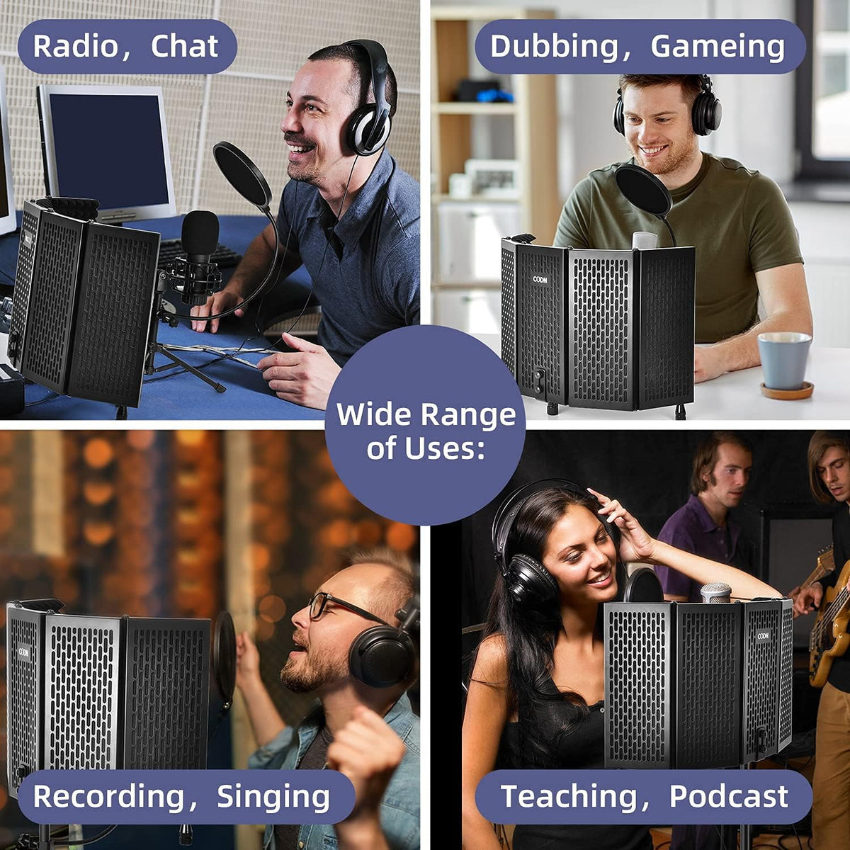 Foldable Sound Shield with Pop Filter for Microphone Recording Equipment Pack of 2 C4671