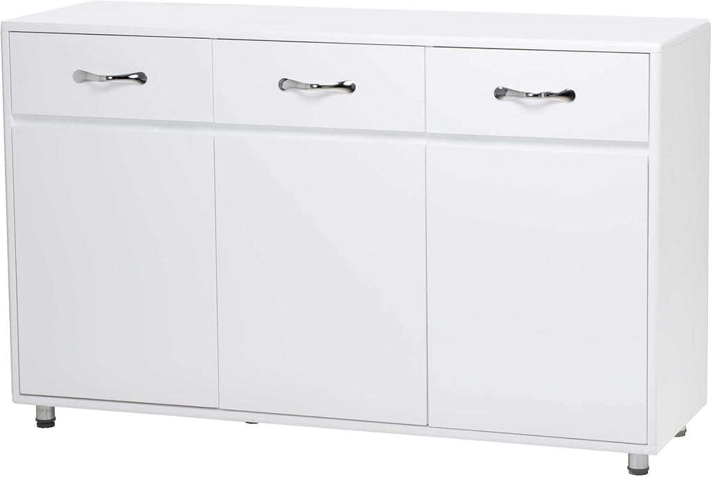 Grey 3-Drawer Storage Cabinet with Doors and Compartments M39809