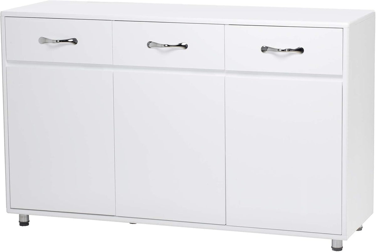 Grey 3-Drawer Storage Cabinet with Doors and Compartments M39809