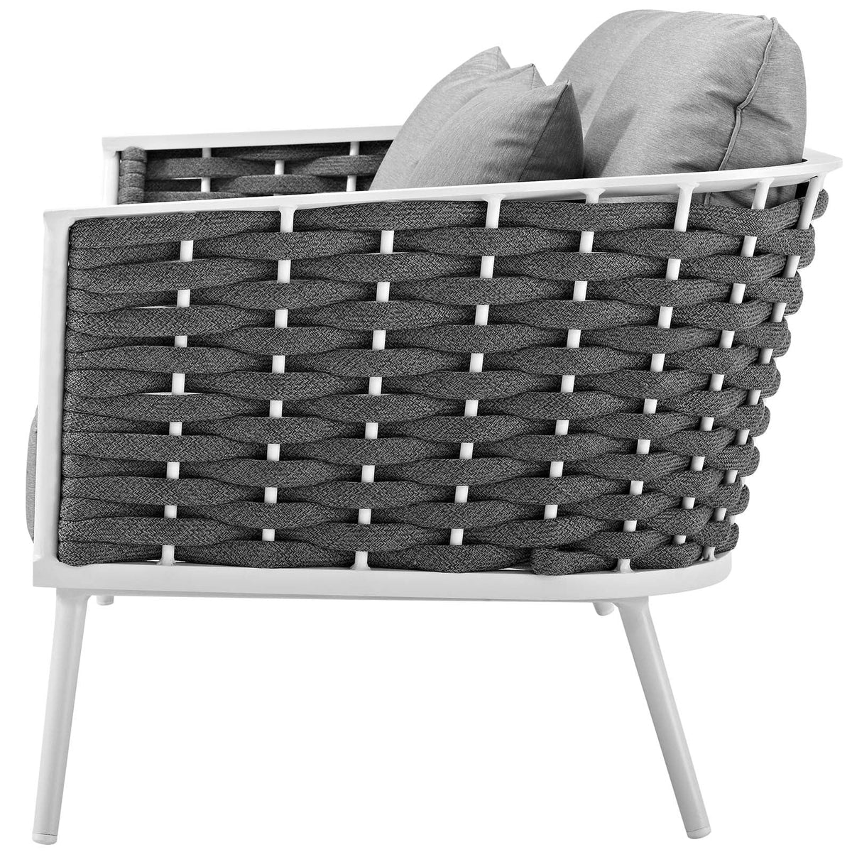 White Grey Aluminum Outdoor Loveseat Sofa D21578