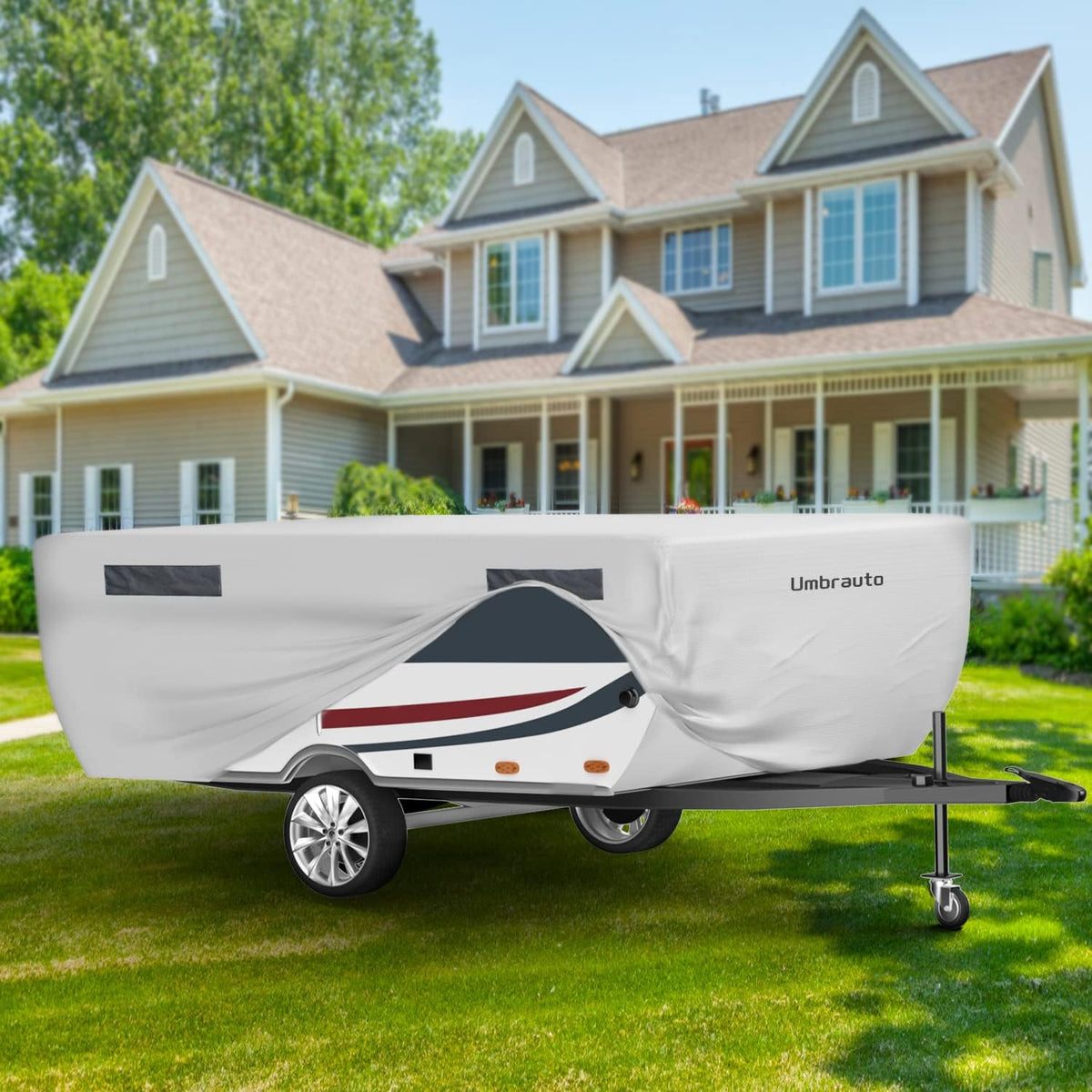 Gray Waterproof Polypropylene Pop Up Camper Cover for 12' - 14' Trailers C4885