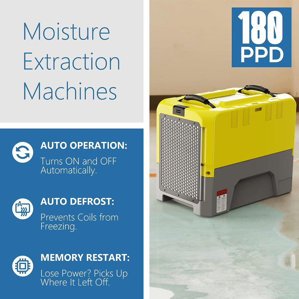 180 PPD Commercial Dehumidifier with Pump Drain Hose T46062