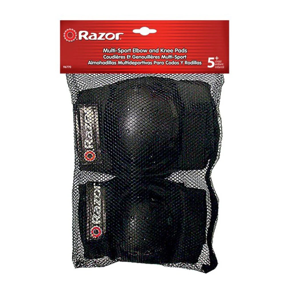 Black Multi Sport Elbow & Knee Pad Protective Gear Set P158528