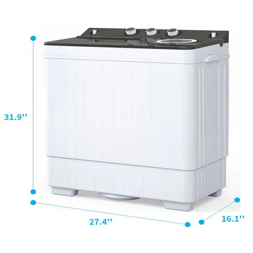 Semi-automatic Twin Tub Washing Machine, 26Lbs, White & Grey P47464