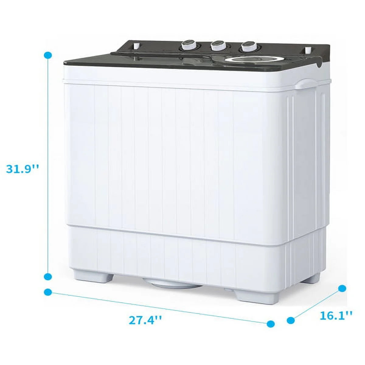Semi-automatic Twin Tub Washing Machine, 26Lbs, White & Grey P47464