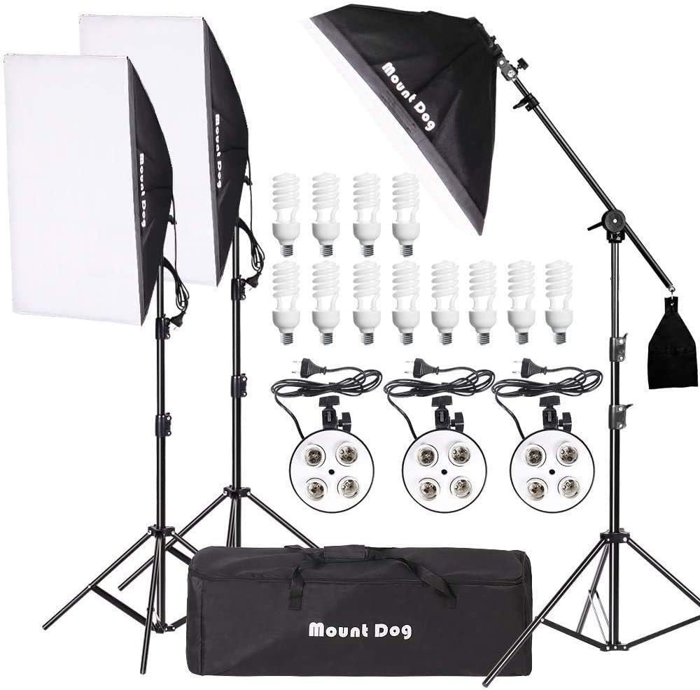2400W Softbox Photography Lighting Kit with Boom Arm and Carry Case C330923
