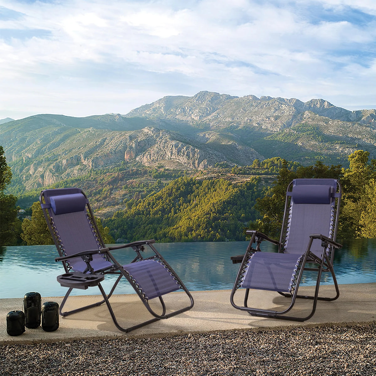 Blue Zero Gravity Reclining Lounge Chair Set of 2 K690633
