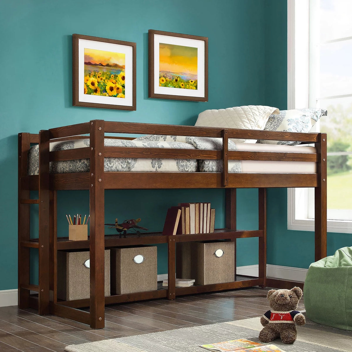 Black Twin Loft Storage Bed E149145