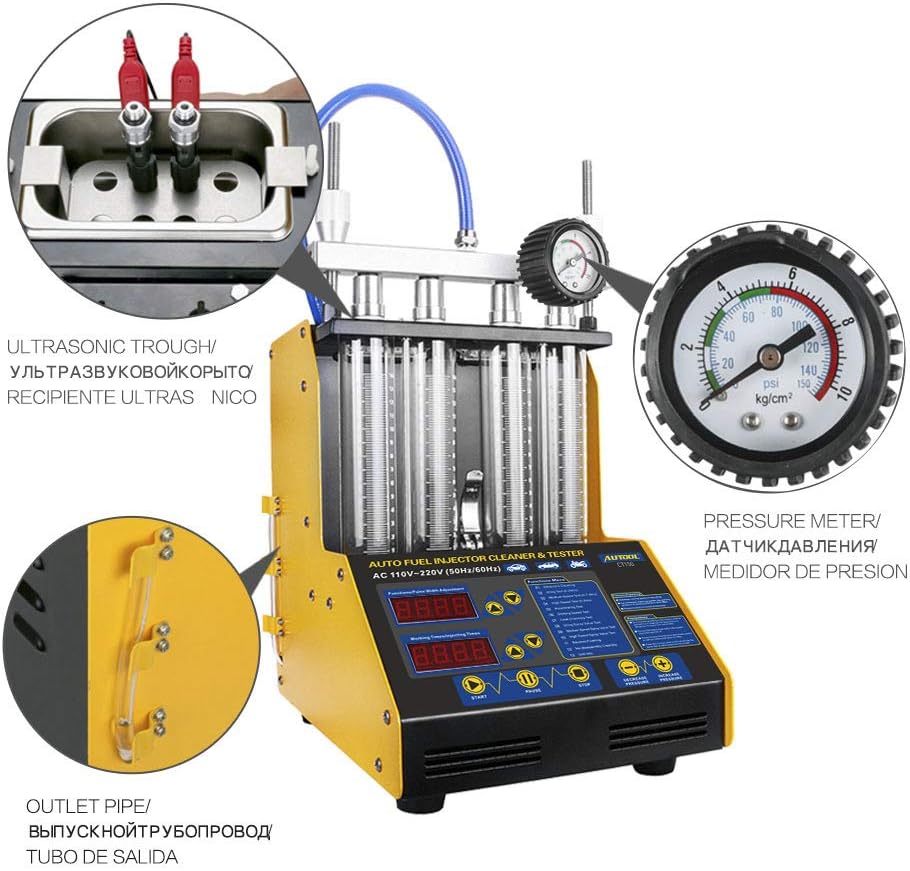 Car Motorcycle Petrol Fuel Injector Cleaner Ultrasonic Cleaner and Injection Tester D36308