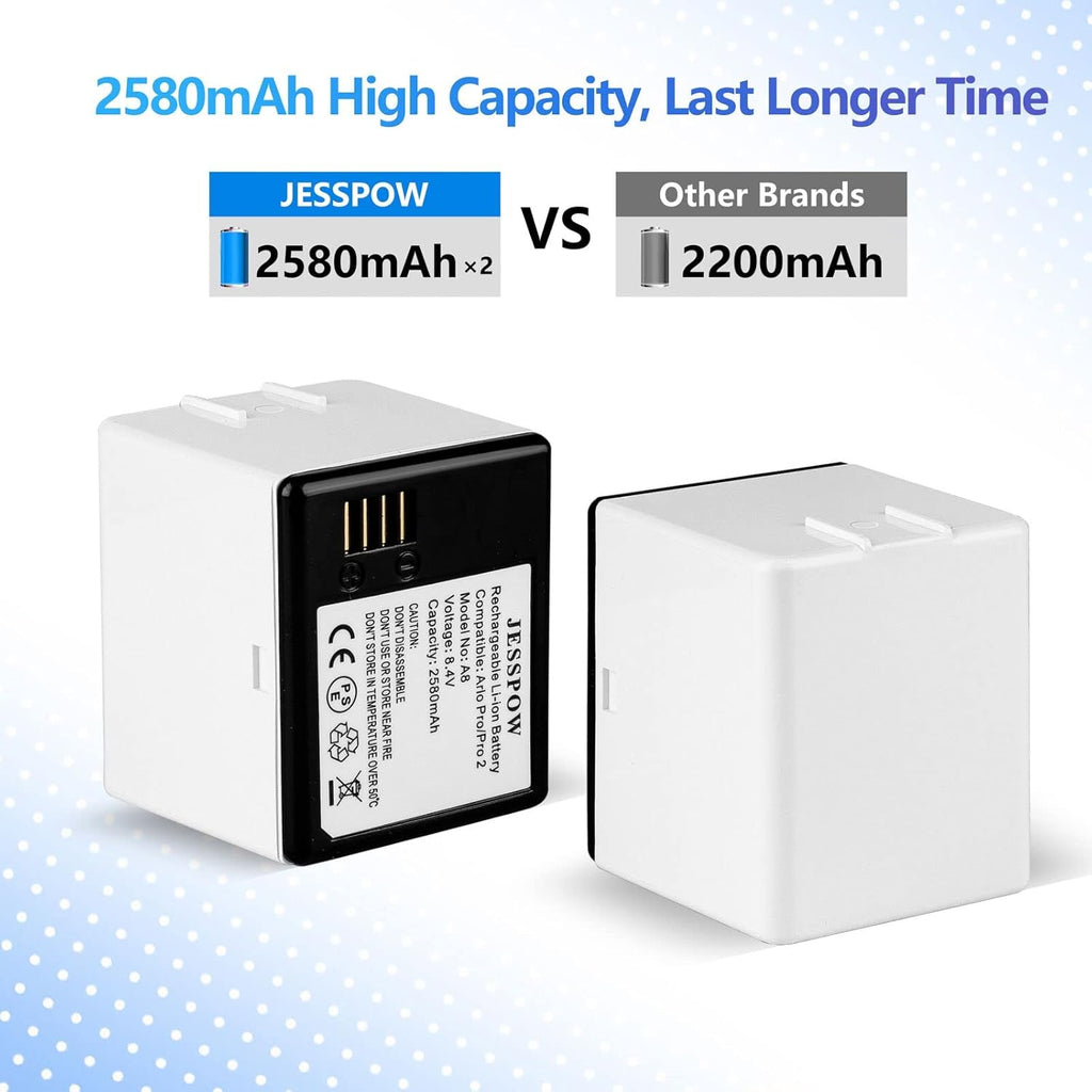 2-Pack 2580mAh Li-ion Rechargeable Batteries with Charger Station for Arlo Pro/Pro 2 Camera V615