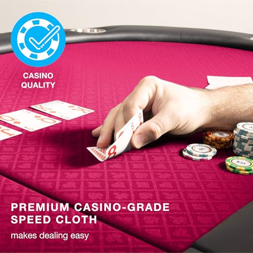10-Person Foldable Poker Table with Speed Cloth and Stainless Steel Cupholders N933229