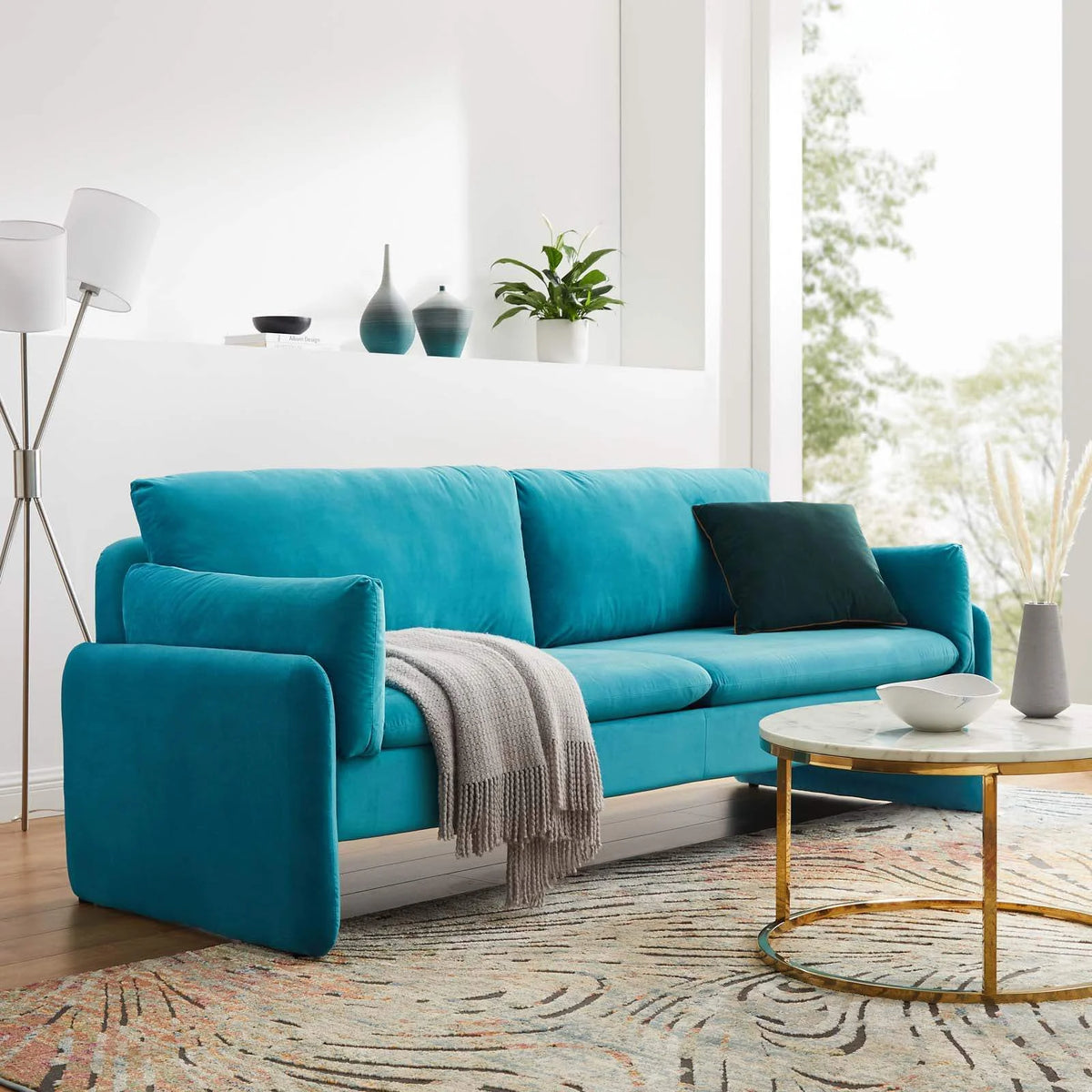 Blue Performance Velvet Sofa O873131