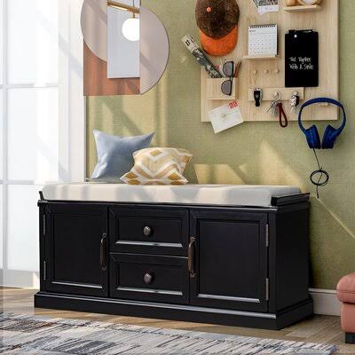 Black Cabinet Drawer Storage Bench I215