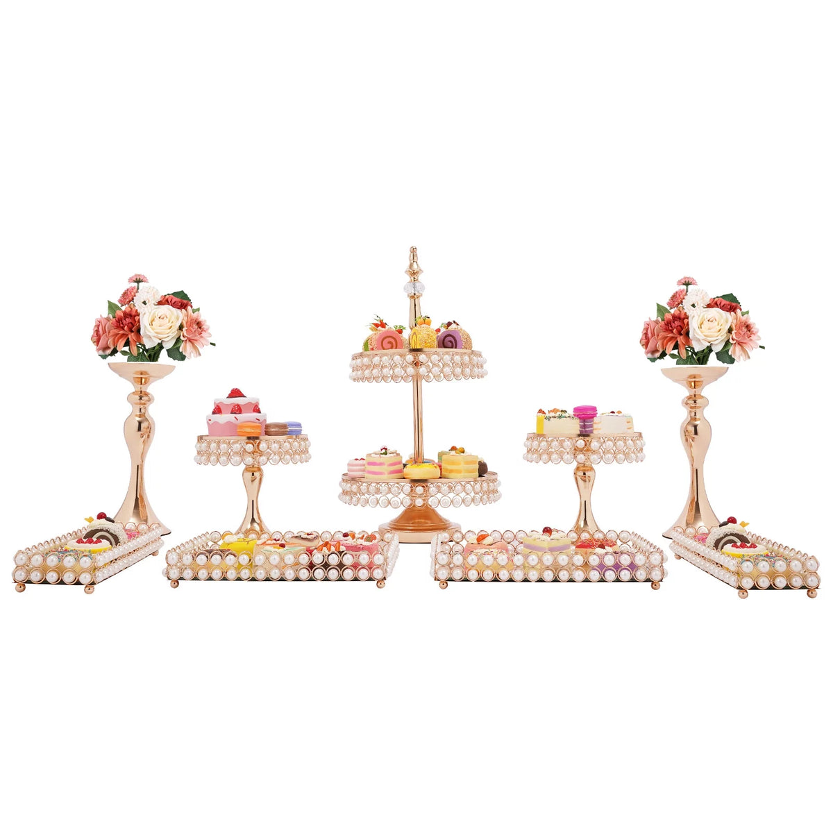 9 Pcs Acrylic Pearl Cake Stand Set C65477