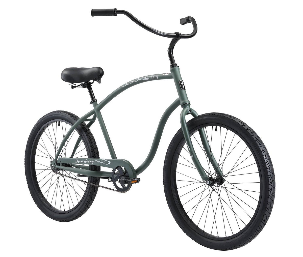 26 inch Single Speed Beach Cruiser Bike Matte Army Green Q43832