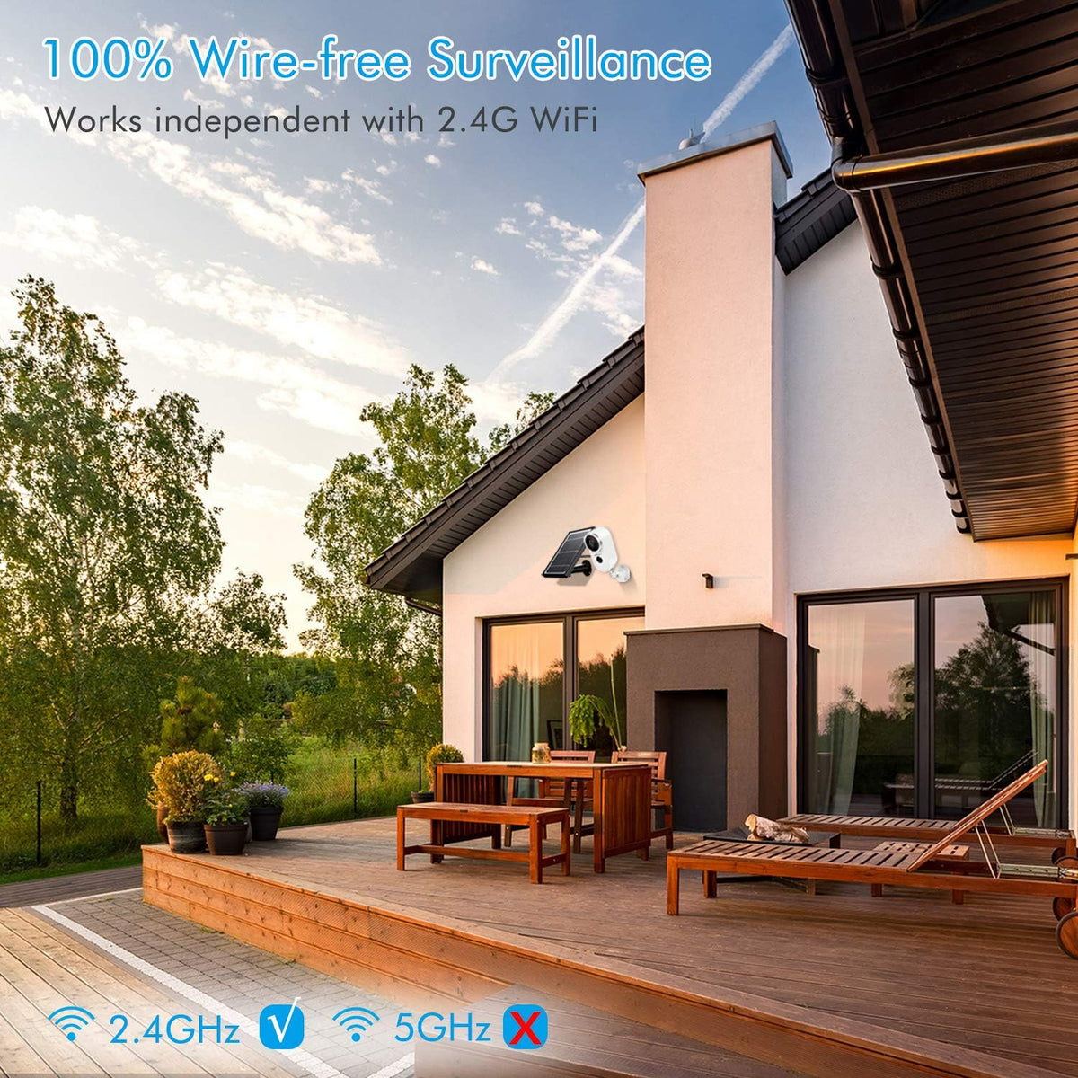 Outdoor Solar Security Camera Wireless 1080P Rechargeable Battery Powered WiFi Camera 2 Way Audio HD Video Wirefree IP Camera Motion Alarm Home Surveillance Camera System L537127