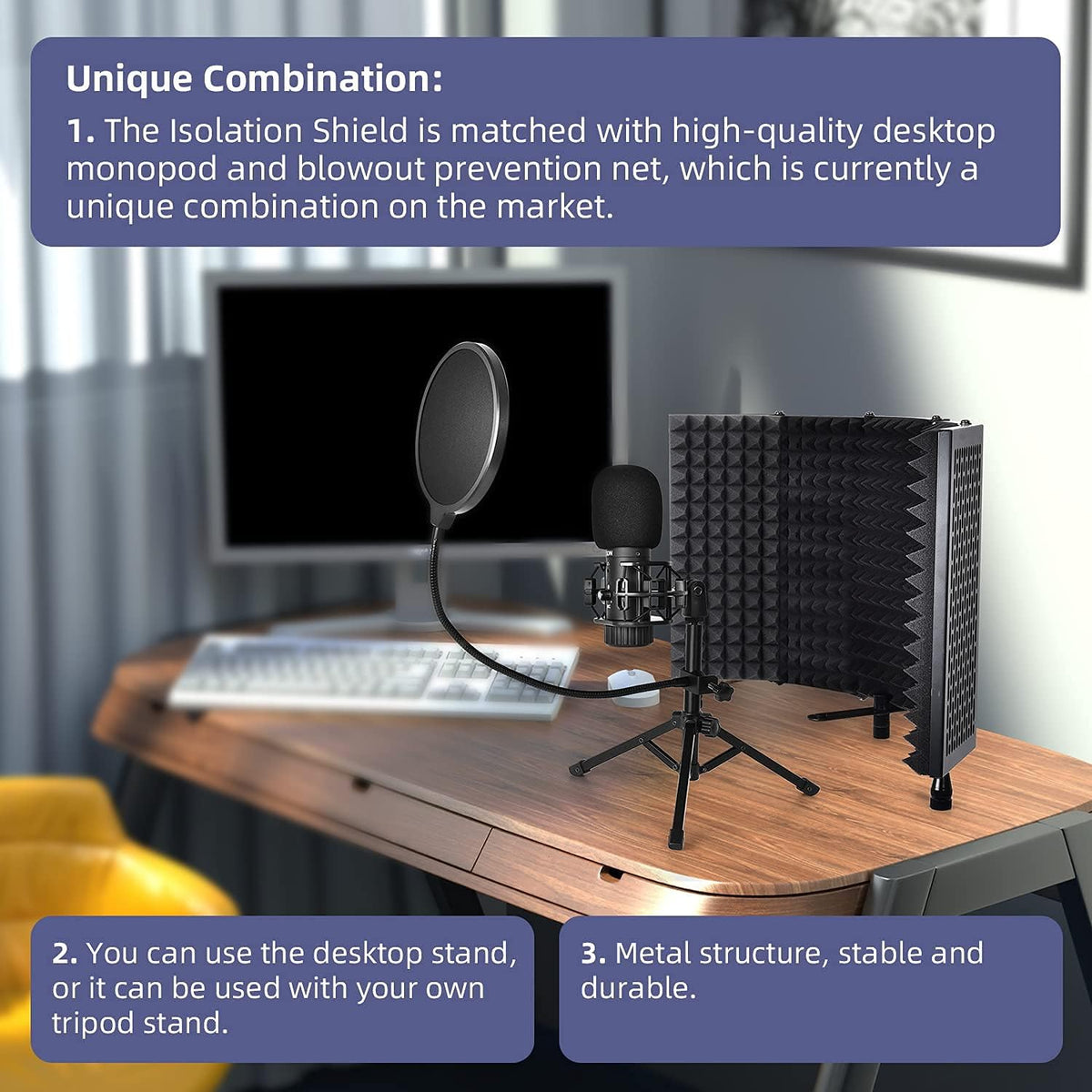 Foldable Sound Shield with Pop Filter for Microphone Recording Equipment Pack of 2 C4671
