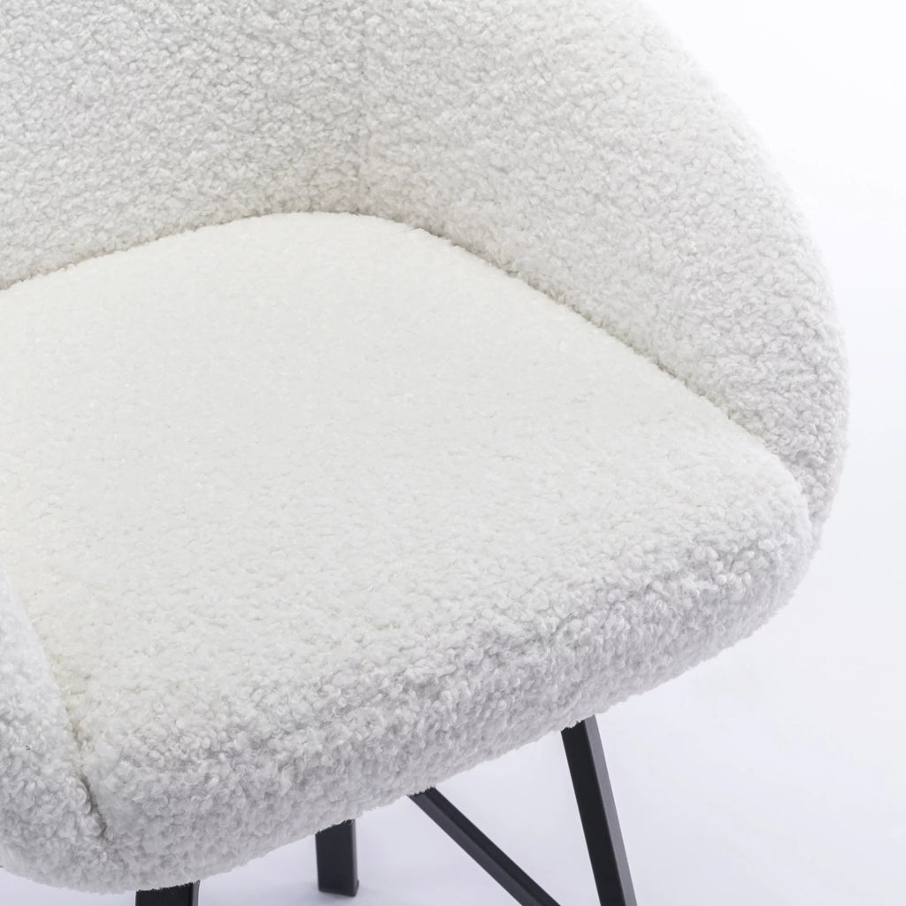 25.6" Sherpa Barrel Swivel Counter Stools Set of 2 White U777