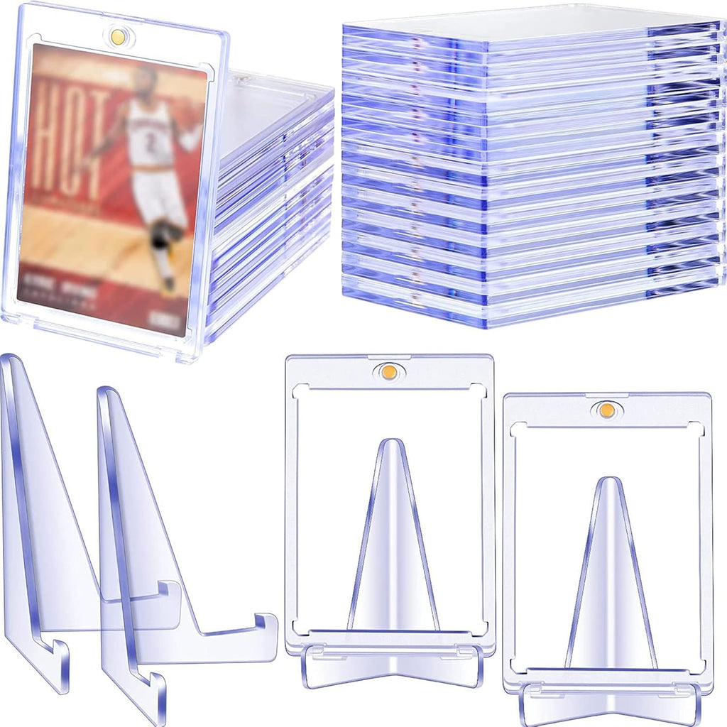 20 Pieces Magnetic Card Holders with 10 Packs Clear Acrylic Stands 35 Pt Clear Trading Cards Cases Protectors R623