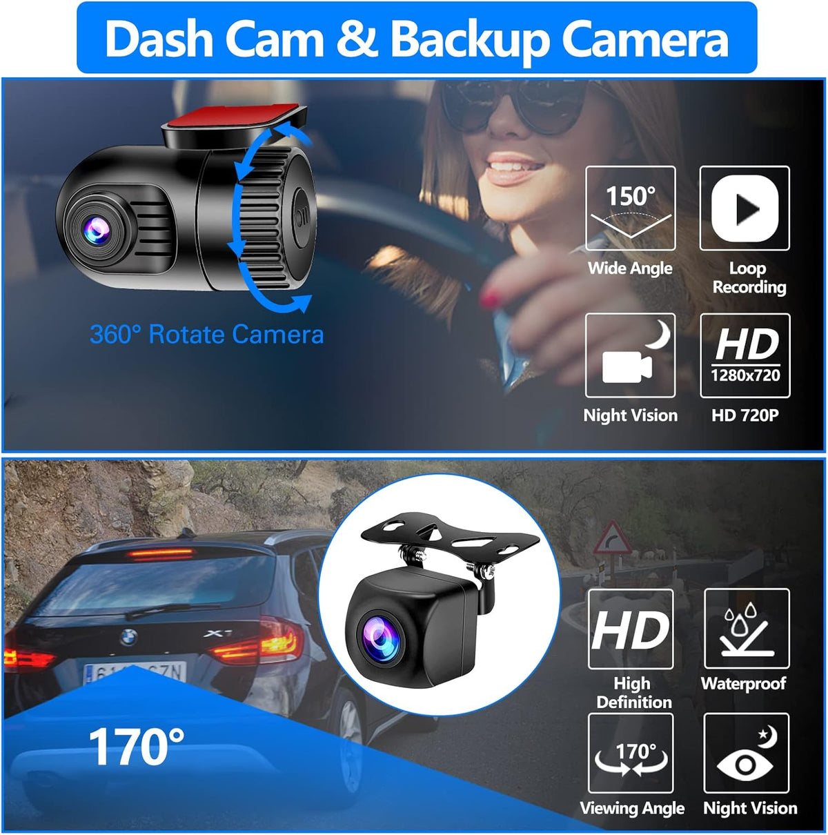 Double Din Car Stereo with 7 HD Touchscreen, Bluetooth 5.2, Backup Camera D31624