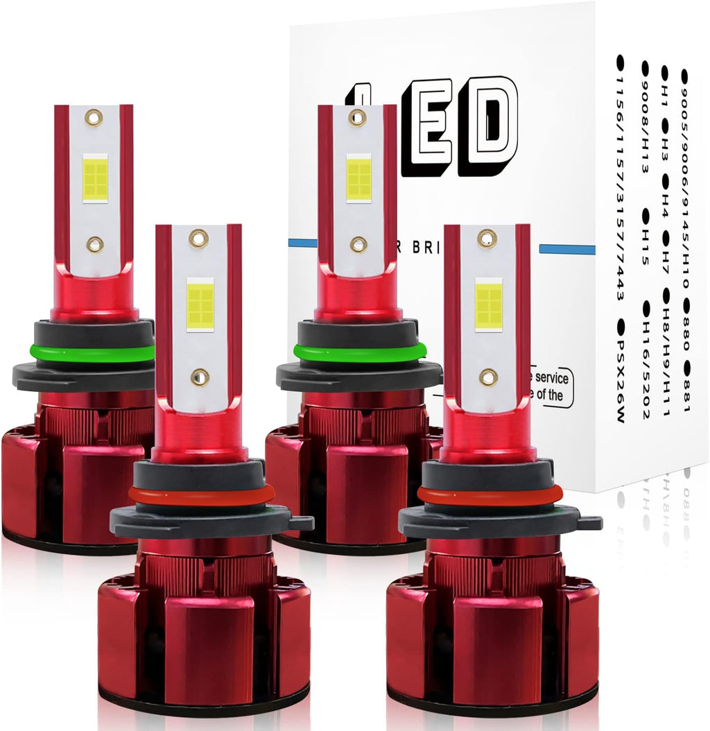 9005/HB3 High Beam + H11 Low Beam LED Headlight Bulbs Pack of 4 P78196